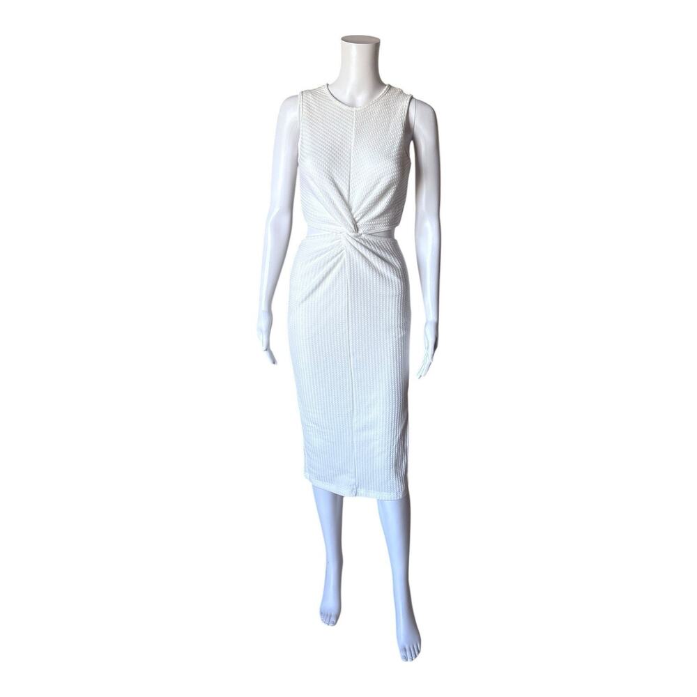 Shein White Rib Knit Twist Front Sleeveless Midi Dress XS